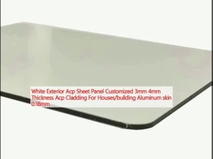 Panneau de feuille d'ACP extérieur blanc personnalisé 3 mm 4 mm Épaisseur de revêtement ACP Pour les maisons / bâtiments Peau d'aluminium 0,18 mm